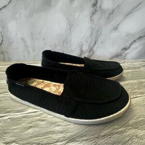 Roxy Minnow VII Black Canvas Slip On Boat Shoes